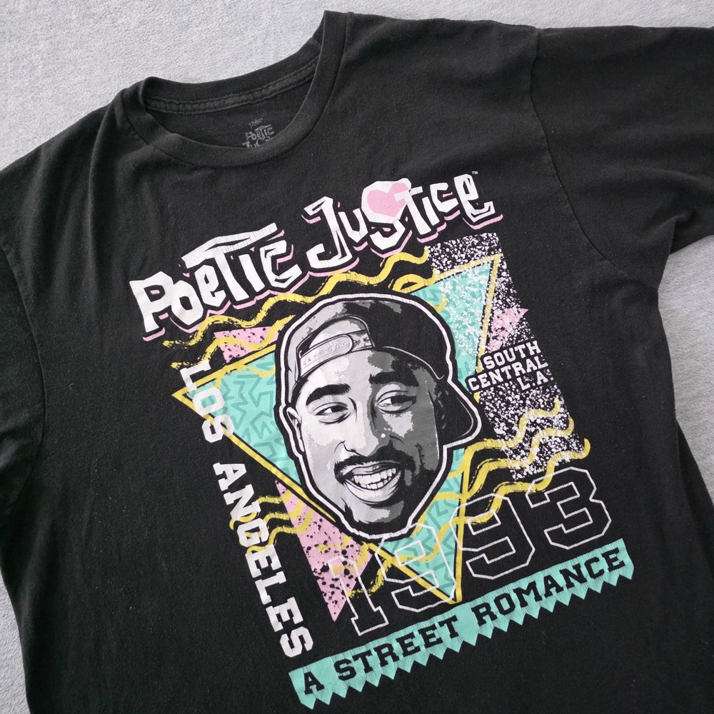 Poetic Justice Tupac Shakur 2Pac Graphic T-Shirt Mens Large Black 1993 Movie Tee